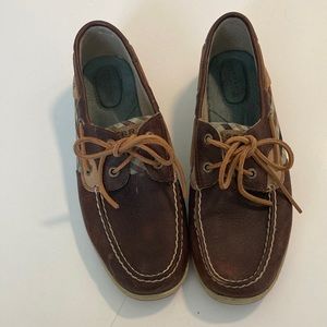 Burgundy and plaid Sperry boat shoes